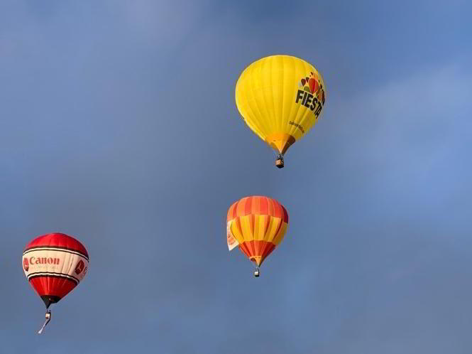 Flying hot air balloon