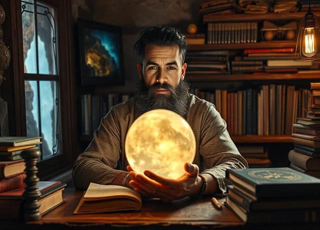 A modern mystic sitting at a desk